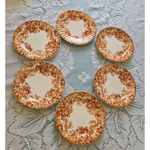 Antique Victorian Rust 6" Bread & Butter Plate Sets Of 2 Samuel Radford 1800's